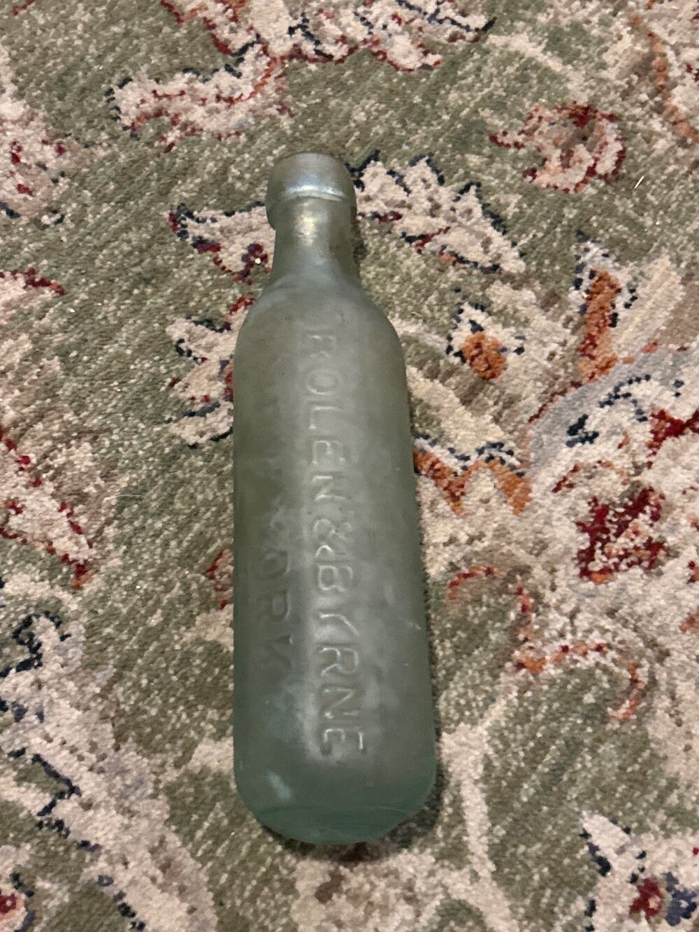 Antique 1870s Bolen & Byrne New York Aerated Torpedo Bottle - Round Bottom Balla